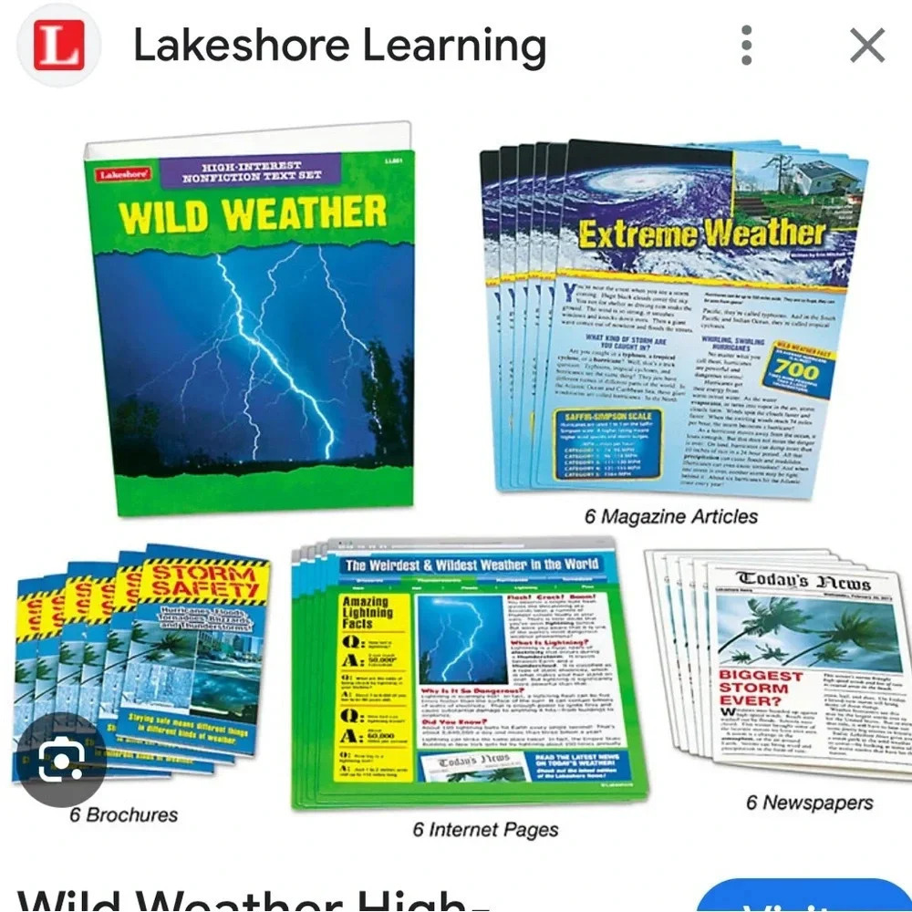 Lakeshore wild weather high interest non-fiction text set leveled progression